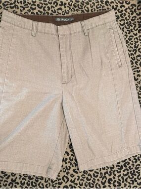 RVCA Men's Light Tan Flat-Front Shorts